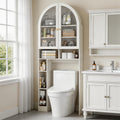 HMstone Over The Toilet Storage Cabinet, 29.7’’W Bathroom Storage Shelf Organizer with Acrylic Doors, Freestanding Above The Toilet Storage Cabinet with Adjustable Shelf for Bathroom, White