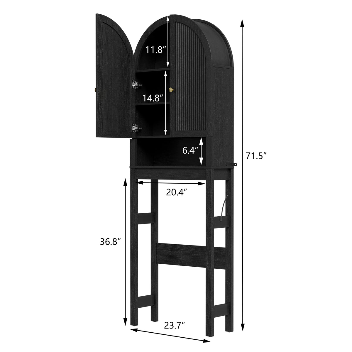 HMstone Over The Toilet Storage Cabinet, 23.7’’W Bathroom Storage Shelf Organizer with Doors, Freestanding Above The Toilet Storage Cabinet with Adjustable Shelf for Bathroom, Black